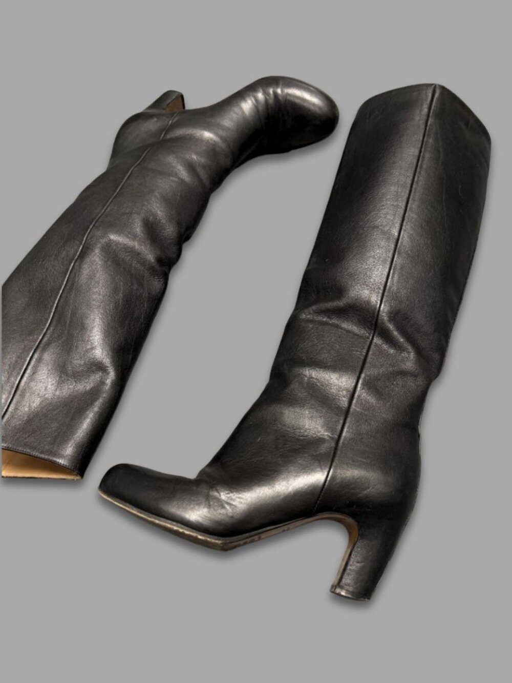 MAISON MARTIN MARGIELA Black Leather Knee High Boots Sz EU 35.5